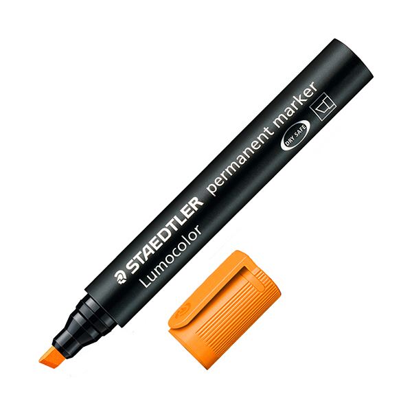 （まとめ） ステッドラー 油性マーカー ルモカラー太書き斧型 B（2.0~5.0mm） オレンジ 350-4 1セット（10本） 【×3セット】
