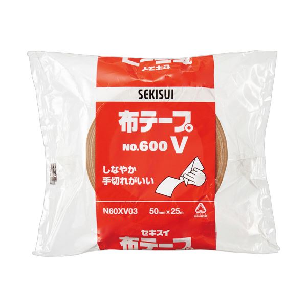（まとめ）積水化学 布テープ No.600V 50mm×25m ダンボール色 N60XV03 1巻【×10セット】