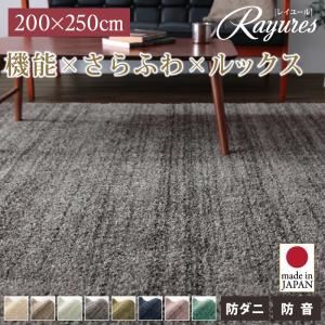 ラグマット 200×250cm【rayures】ダークグレー さらふわ国産ミックスシャギーラグ【rayures】レイユール【代引不可】