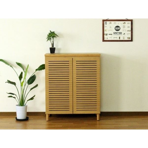 シューズキャビネット ロータイプ（ナチュラル） 高さ約90cm&times;幅約80cm [完成品］【代引不可】｜サイバーベイ