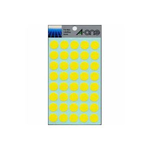 （まとめ） エーワン カラーラベル 丸型15mm径 07024 黄 1P14シート（560片）入 【×10セット】