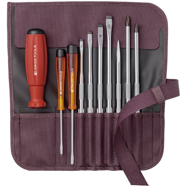 PB SWISS TOOLS 8218BO 差替式１番ウッド 仕かける 9本組 ボルドーワイン 物の具 物の具 DIY 進め方物の具 物の具 １番ウッド ドライバー-DIY・工具