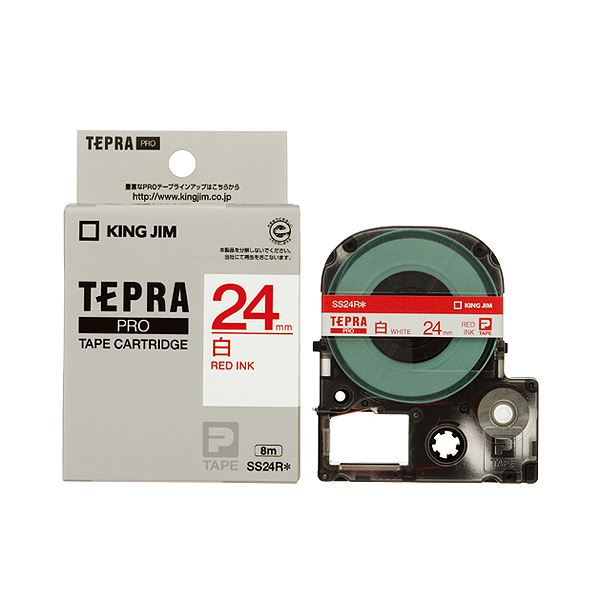 （まとめ） キングジム テプラ PRO テープカートリッジ 24mm 白／赤文字 SS24R 1個 【×4セット】 5,983円