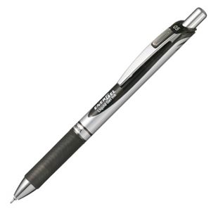 (まとめ) ぺんてる ゲルインクボールペン ノック式エナージェル 0.5mm 黒 (軸色 シルバー) BLN75Z-A 1本 【×30セット】
