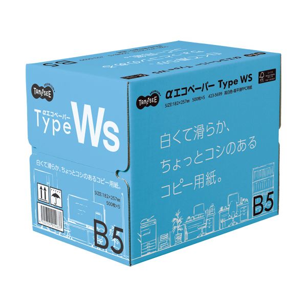 （まとめ）TANOSEE αエコつづり方印字機WS 白くて坦々たる、ちょっとコシのある転写物質問用紙。 B5 1箱(2500枚:500枚×5冊) 【×3仕かける】