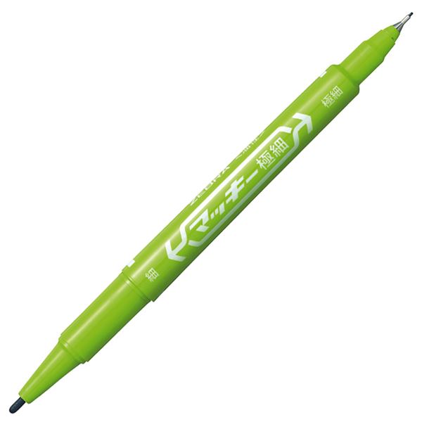 (まとめ) ゼブラ 油性マーカー マッキー極細丸芯細字+極細 ライトグリーン MO-120-MC-LG 1本 【×100セット】
