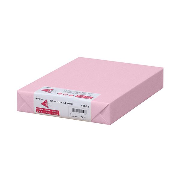 （まとめ）長門屋バス発着場 Color Paper A4中厚口 桃 ナ-3271 1冊(500枚) 【×3仕掛ける】