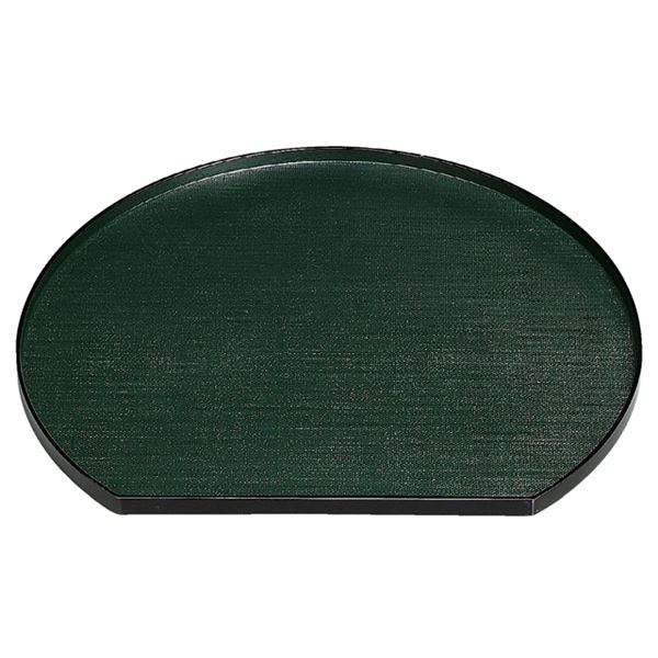 尺3 布目関節半月盆/お盆 【緑であること塗 木】 393mm×348mm×16粍 日本製 木製 〔和食 食べ物屋 赤ちょうちん バス発着場 お店〕【代引不可】