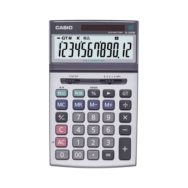(まとめ）カシオ CASIO 本格実務計算器 12桁 ジャスト大きさ JS-200W-N 1台【×3仕掛ける】