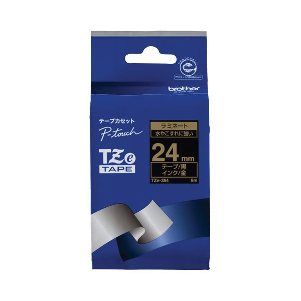 (まとめ) 茶飲み友だち ピータッチ TZeテープラミネートテープ 24粍 黒/金文字記号 TZE-354 1個 【×10仕掛ける】