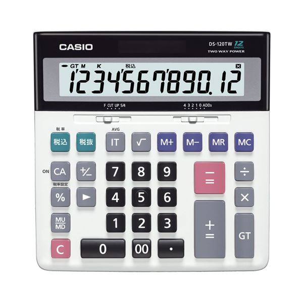 (まとめ）カシオ CASIO 商行為計算器 12桁 事務机手合い DS-120TW 1台【×3書き割り】