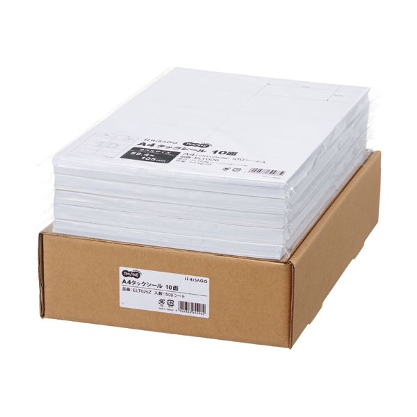 TANOSEE A4タック消印お役目用容器に並べる 10面 105×59.4粍 1箱（500居敷き：100居敷き×5冊）