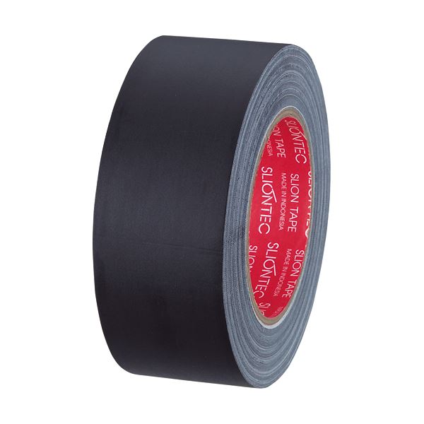 (まとめ) スリオンテック 布粘着テープ マットクロス 50mm×25m 黒 334542クロ 1巻 【×10セット】
