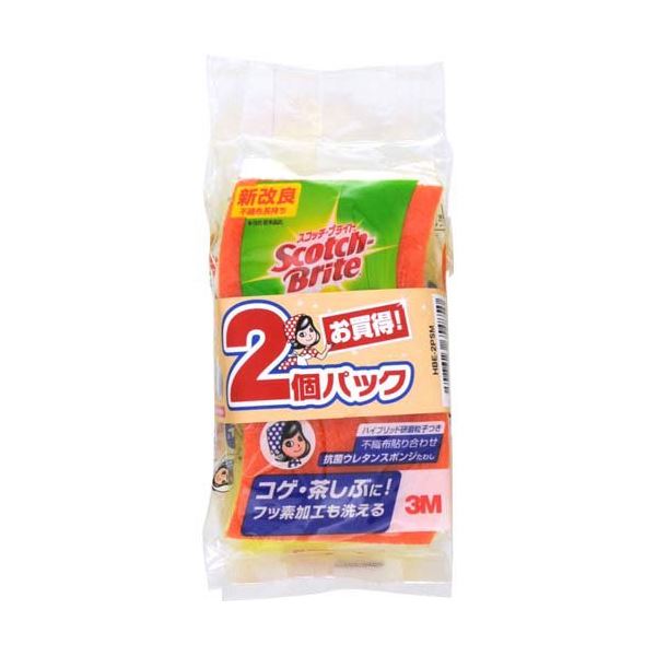 (まとめ) スコッチブライト 抗菌 変わり種貼り合わせスポンンジ 【オレンジ色 2個風呂敷き包み】 御厨子所備品 【×30個仕掛ける】