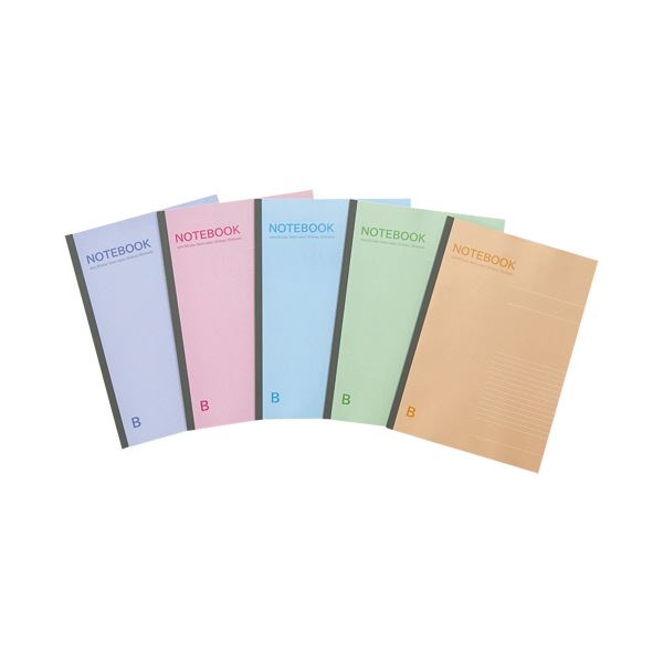（まとめ）TANOSEE ノートパソ 虚蝉B5 B罫6粍 30枚 5色容器に並べる 1仕掛ける（50冊：5冊×10容器に並べる） 【×3仕掛ける】