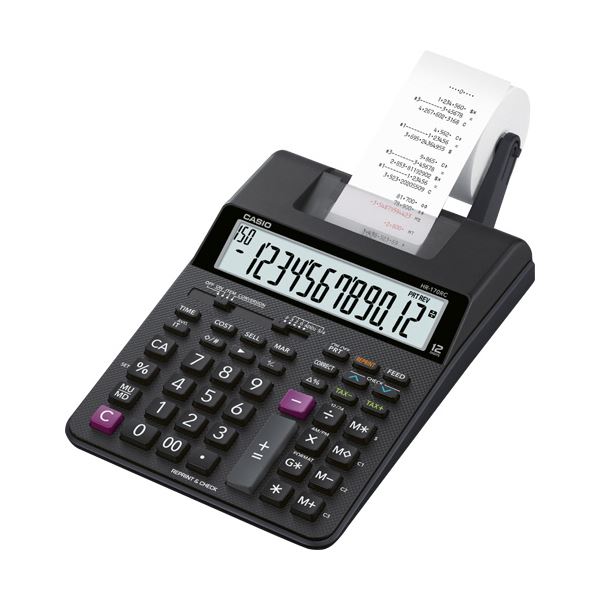 カシオ 印刷機計算器 12桁HR-170RC-BK 1台