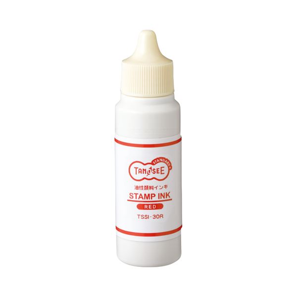 (まとめ) TANOSEE 消し印台専用付け足しインク 30ml 赤 1個  【×30仕掛ける】