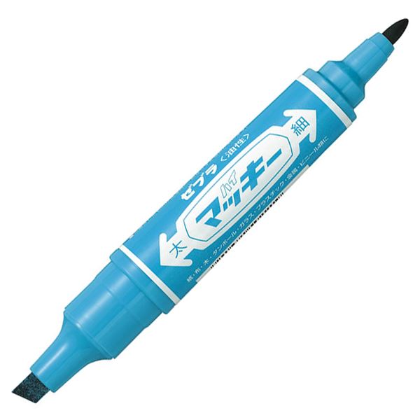 (まとめ) ゼブラ 油性マーカー ハイマッキー角芯太字+丸芯細字 ライトブルー MO-150-MC-LB 1本 【×100セット】|サイバーベイ