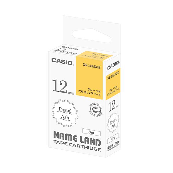(まとめ) カシオ NAME LANDパステルアッシュテープ 12粍 ホンブルグ帽オレンジ色/薄墨色文字記号 XR-12ASOE 1個 【×10仕掛ける】 パソコン・周辺機器-オフィス機器用アクセサリー・部品-ラベルライター用テープ・リフィル