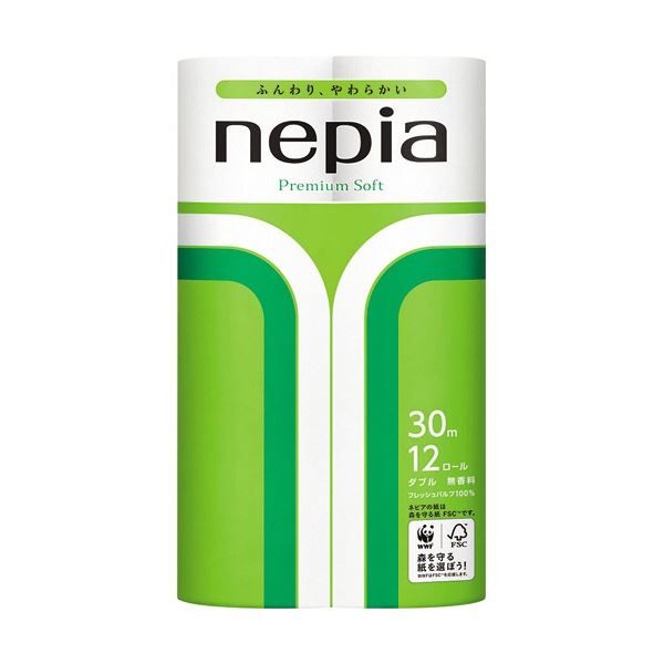 (まとめ) 王子ネピア ネピア プレミアムソフト トイレットロール ダブル 芯あり 30m 無香料 1パック(12ロール)