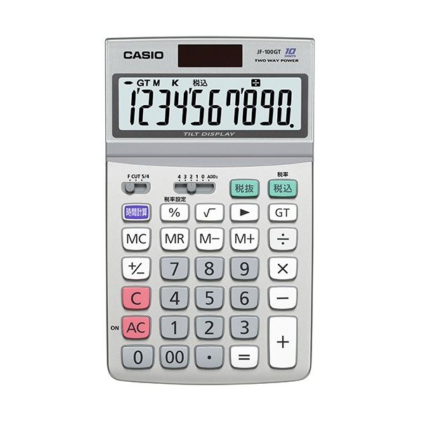 (まとめ) カシオ グリーン購入法適合電卓 10桁ジャストタイプ JF-100GT-N 1台 【×3セット】