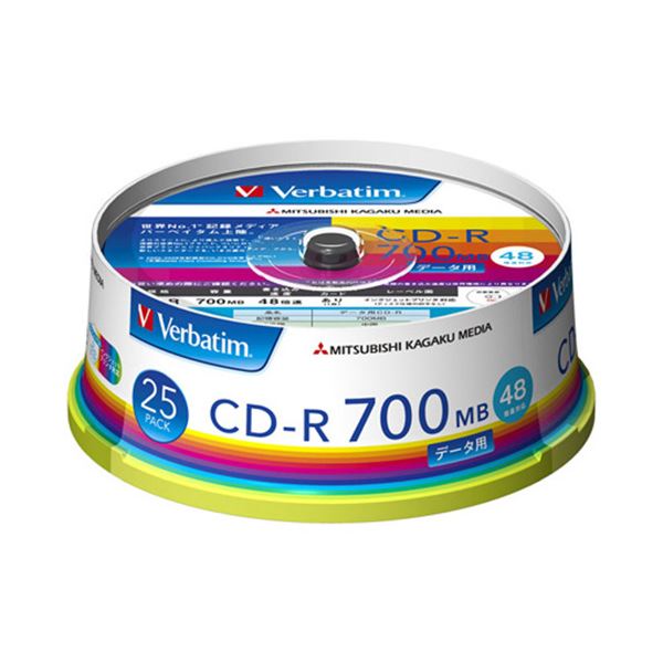 (まとめ) バーベイタム データ用CD-R700MB 4-48倍速 ホワイトワイドプリンタブル スピンドルケース SR80FP25V11パック(25枚) 【&times;10セット】｜サイバーベイ