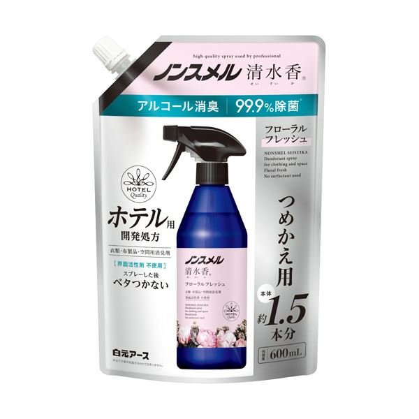 （まとめ）白元地べた ノンスメル 涌き水香 フローラルフレッシュの芳ばしさ つめかえ用 600ml 1容器に並べる 【×10仕掛ける】 日用品雑貨・文房具・手芸-日用消耗品