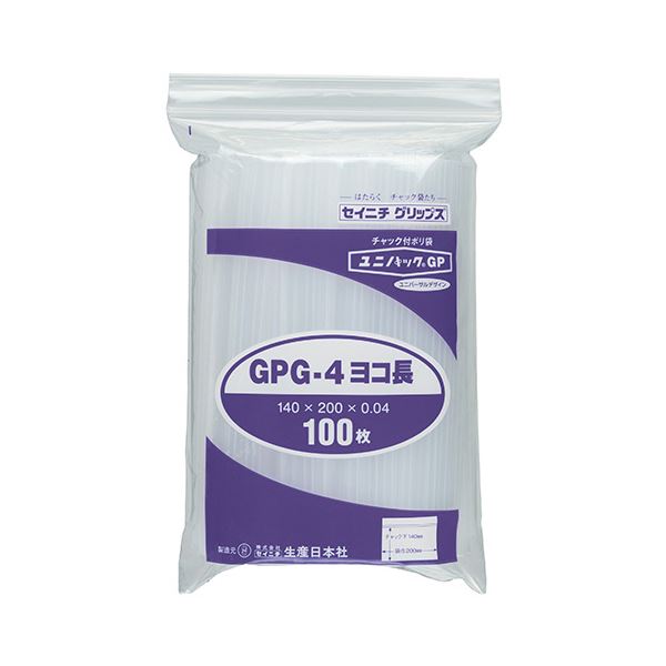 (まとめ) セイニチ ユニパックGP ヨコ長タイプヨコ200×タテ140×厚み0.04mm GPG-4ヨコナガ 1パック（100枚） 【×30セット】 24,709円