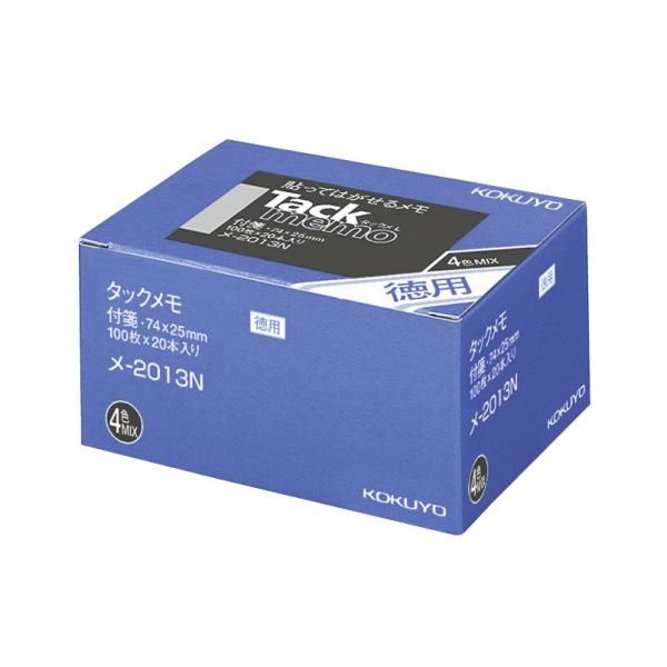 コクヨ タックおぼえ書き（お徳用・付け札手合い）レギュラー大きさ 74×25粍 4色入り合わせる メ-2013N 1仕掛ける（480冊：20冊×24風呂敷き包み）