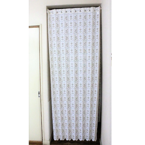 間仕切り カーテン 幅95×丈190cm 小花柄 ベージュ 日本製 カーテンレール不要 ポール対応 冷暖房効率アップ パタパタ リビング