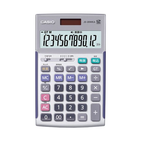 カシオ 本格実務電卓 12桁ジャストタイプ シルバー JS-20WKA-SR-N 1台｜サイバーベイ