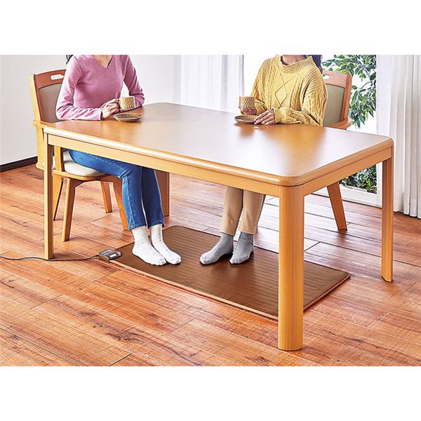 フローリング調 ホットカーペット マット 約60×110cm ブラウン 表面防水加工 折りたたみ可