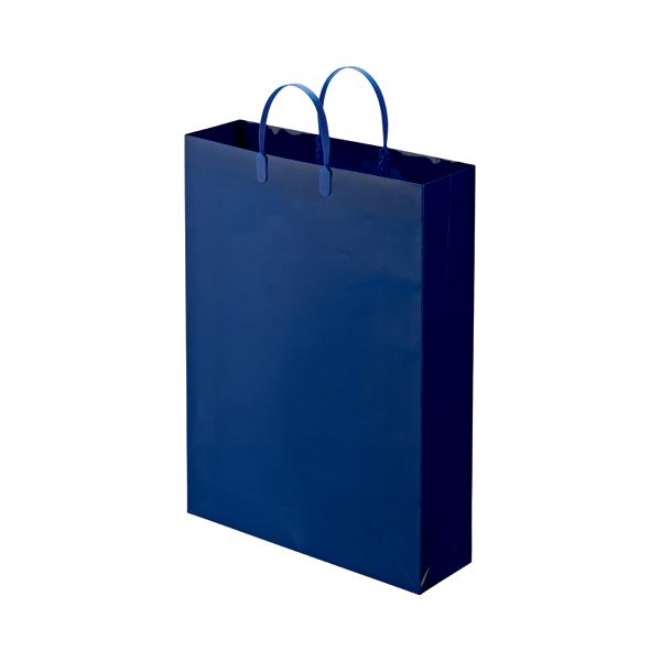 (まとめ) TANOSEE ラミネートバッグ 特大 ヨコ380×タテ510×マチ幅110mm 紺 1パック(10枚) 【×5セット】|サイバーベイ