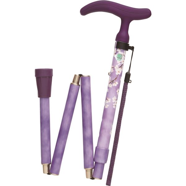 替えゴム付折りたたみ式 ステッキ/杖 【桜パープル】 対応身長140～160cm フジホーム アクティブグレース 〔プレゼント ギフト〕｜サイバーベイ