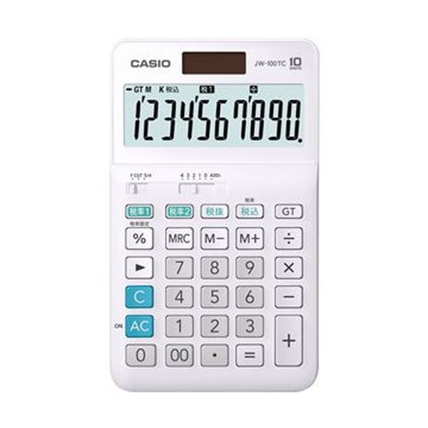 （まとめ）カシオ W税率計算器 10桁ジャスト手合い JW-100TC-N 1台【×10仕掛ける】