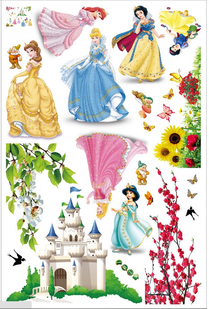 ディズニープリンセス Disney ウォールステッカー 北欧 シンデレラ ベル 白雪姫 ジャスミン アリエル ウォール キャラクター 壁紙 ステッカー 子供部屋 シール 貼って はがせる 壁シール 激安 ポスター 新しいスタイル