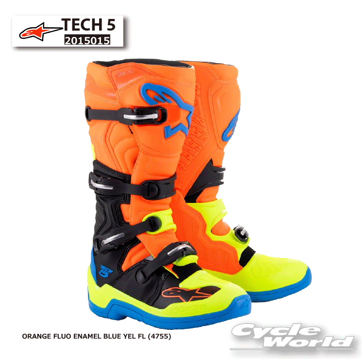 ☆ 正規品【ALPINESTARS】TECH 5《ORANGE FLUO ENAMEL BLUE YEL FL (4755)》 テック5 オフロード ブーツ イタリア取り寄せ オフロードブーツ トライアル アルパインスターズ 2015015　【バイク用品】