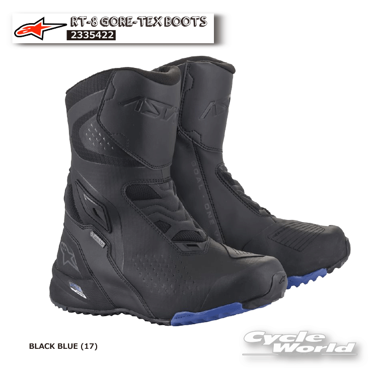 ☆ 正規品【ALPINESTARS】RT-8 GORE-TEX BOOTS 《BLACK BLUE (17)》 RT-8　ゴアテック　ブーツ 防水 透湿 靴 ブーツ イタリア取り寄せ イタリア 直輸入 ライディングブーツ ツーリング 街乗り アルパインスターズ 2335422【バイク用品】
