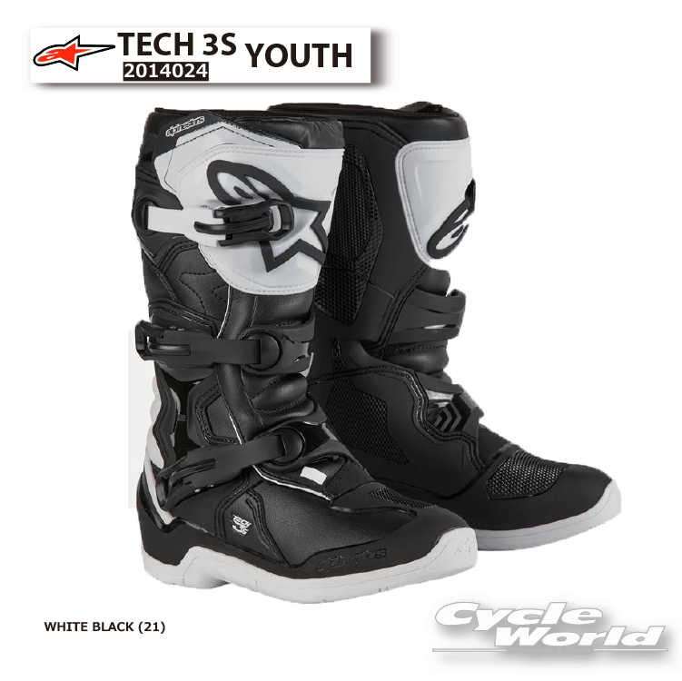 ☆ 正規品【ALPINESTARS】TECH 3S YOUTH《WHITE BLACK (21)》 テック3 3S ユース オフロード ブーツ イタリア取り寄せ オフロードブーツ 子供用　アルパインスターズ 2014024　MX【バイク用品】