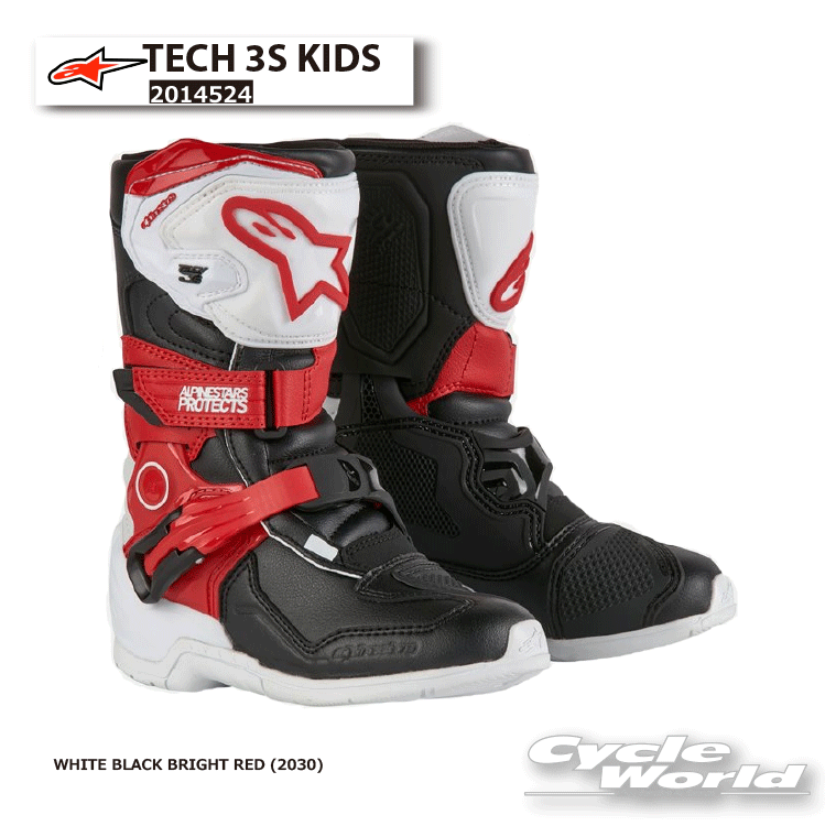 ☆ 正規品【ALPINESTARS】TECH 3S KIDS《WHITE BLACK BRIGHT RED (2030)》 テック3 3S キッズ オフロード ブーツ イタリア取り寄せ オフロードブーツ 子供用 アルパインスターズ 2014524【バイク用品】