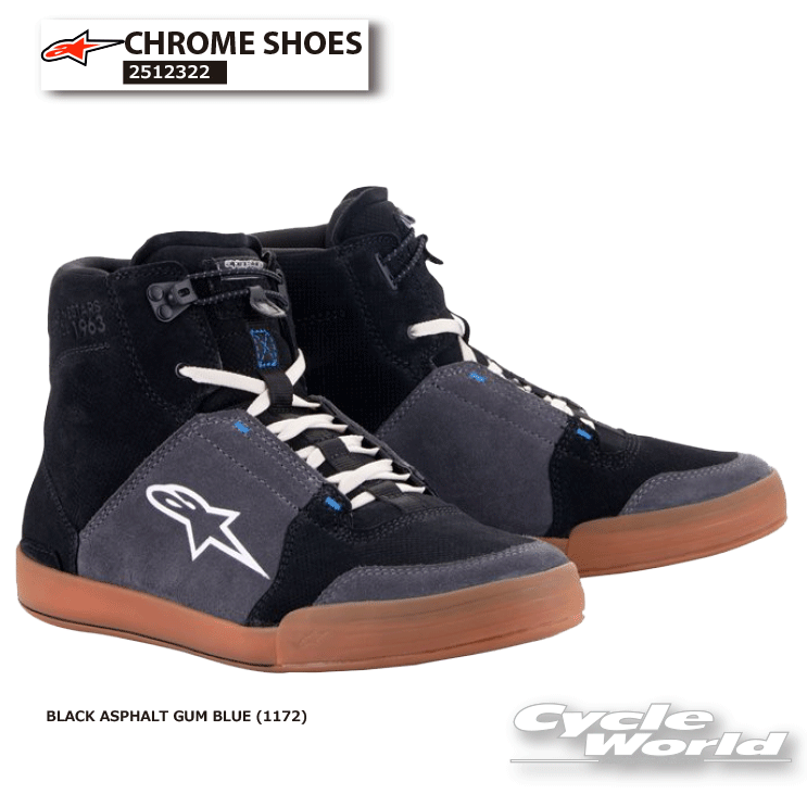 ☆正規品【ALPINESTARS】CHROME SHOES《BLACK ASPHALT GUM BLUE (1172)》イタリア取り寄せ　2512322 クロムシューズ　ライディング　シューズ 　オンロードブーツ　ショートブーツ　ツーリング おしゃれ　アルパインスターズ【バイク用品】