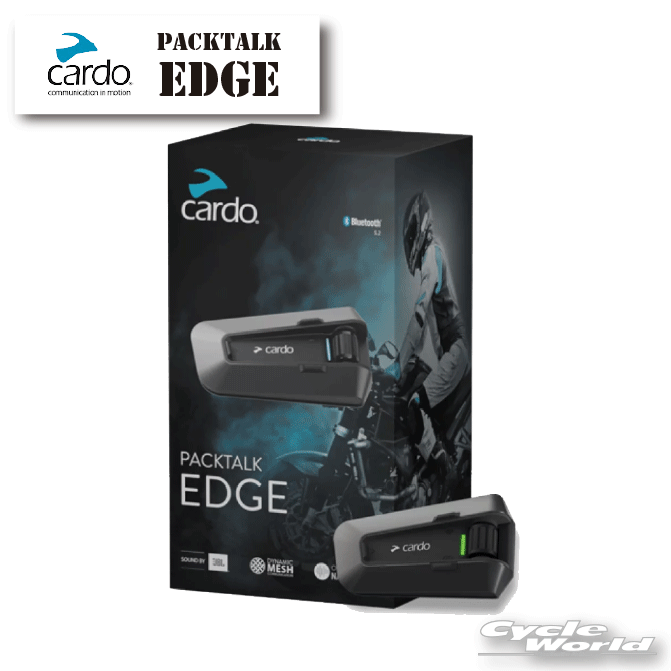 ☆【Cardo】PACKTALK EDGE《メーカー保証3年》カルド　パックトーク　エッジ　防水防塵　磁気マウント　JBL　メッシュインカム　ヘルメット用スピーカー 音楽 会話【バイク用品】｜バイク用品専門店サイクルワールド
