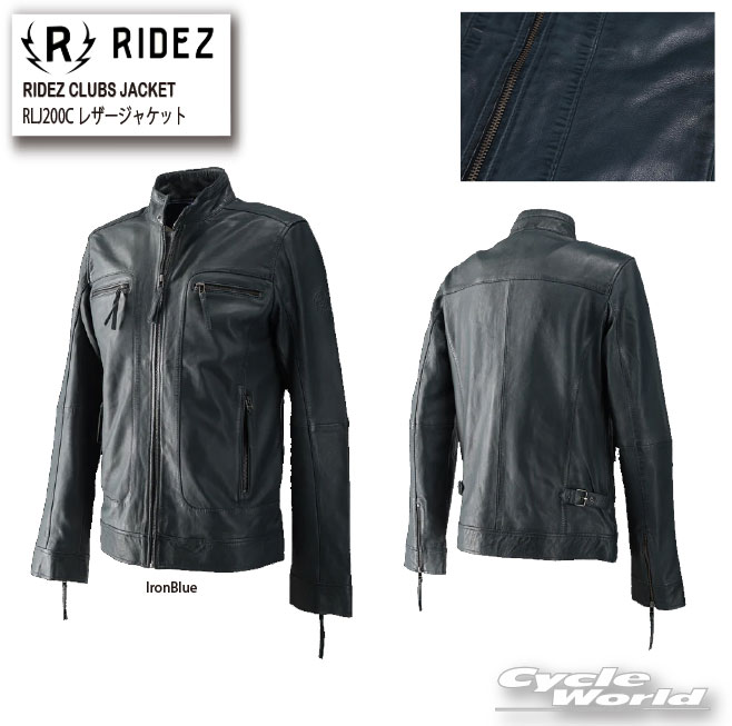 ☆【RIDEZ】RLJ200C　RIDEZ CLUBS JACKET 《IronBlue》 　レザージャケット　オールシーズン　シープレザー　本革　ライズ【バイク用品】
