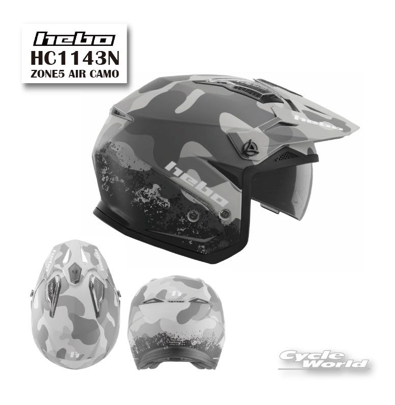 ☆【HEBO】 《HC1143N ZONE5 AIR CAMO》 エボ トライアルヘルメット 競技用公道走行不可 エトスデザイン 【バイク用品】｜バイク用品専門店サイクルワールド