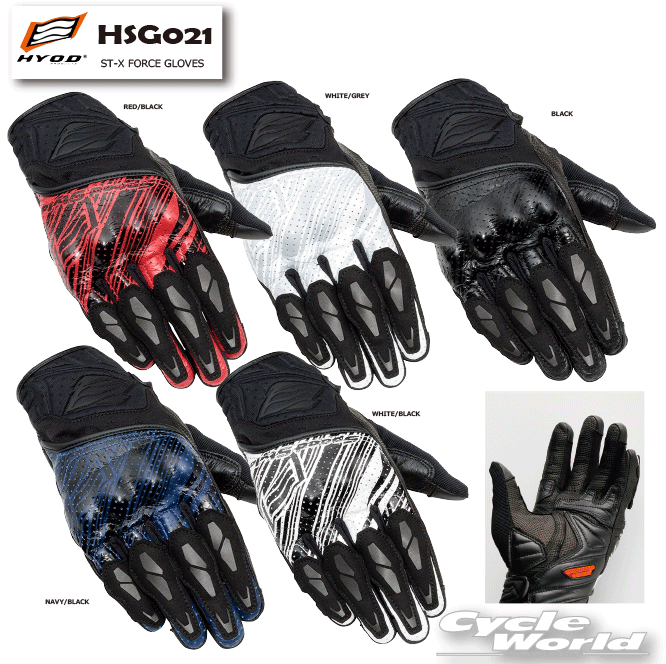 ☆【HYOD】HSG021　ST-X FORCE GLOVES 　レザー　ゴートレザー　タッチスクリーン　プロテクター　スマートフォン操作　スマホ対応　グローブ 　25SS　ヒョウドウプロダクツ【バイク用品】