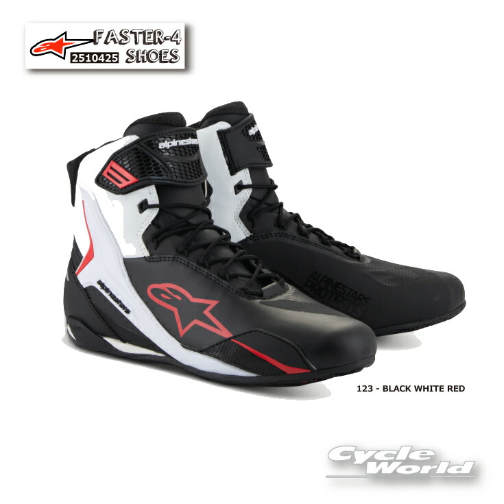 ☆ 正規品　FASTER-4 SHOES 《123 - BLACK WHITE RED》【ALPINESTARS】アルパインスターズ イタリア取り寄せ イタリア 直輸入 ファスター4　靴 ライディングシューズ 　2510425【バイク用品】