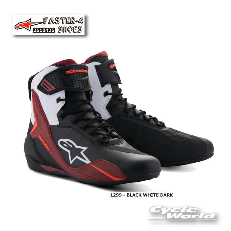 ☆ 正規品　FASTER-4 SHOES 《1299 - BLACK WHITE DARK RED》【ALPINESTARS】アルパインスターズ イタリア取り寄せ イタリア 直輸入 ファスター4　靴 ライディングシューズ 　2510425【バイク用品】 17,131円