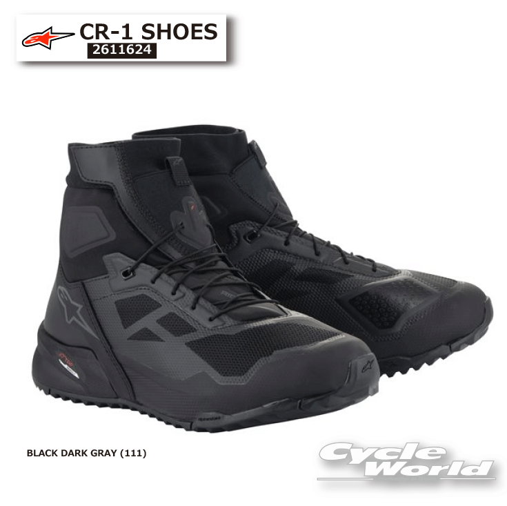 ☆ 正規品【ALPINESTARS】CR-1 SHOES《2611624》 BLACK DARK GRAY (111) スニーカー ツーリング ライディング シューズ ストリート 靴 アルパインスターズ イタリア 取り寄せ【バイク用品】