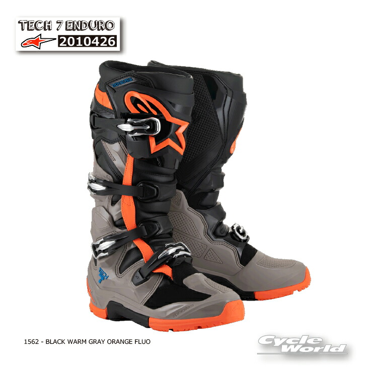 ☆ 正規品【ALPINESTARS】TECH 7 ENDURO《2010426》 BLACK WARM GRAY ORANGE FLUO(1562)　 テック7　エンデューロ　ブーツ　アルパインスターズ　モトクロス オフロードブーツ　オフロード　イタリア取り寄せ【バイク用品】