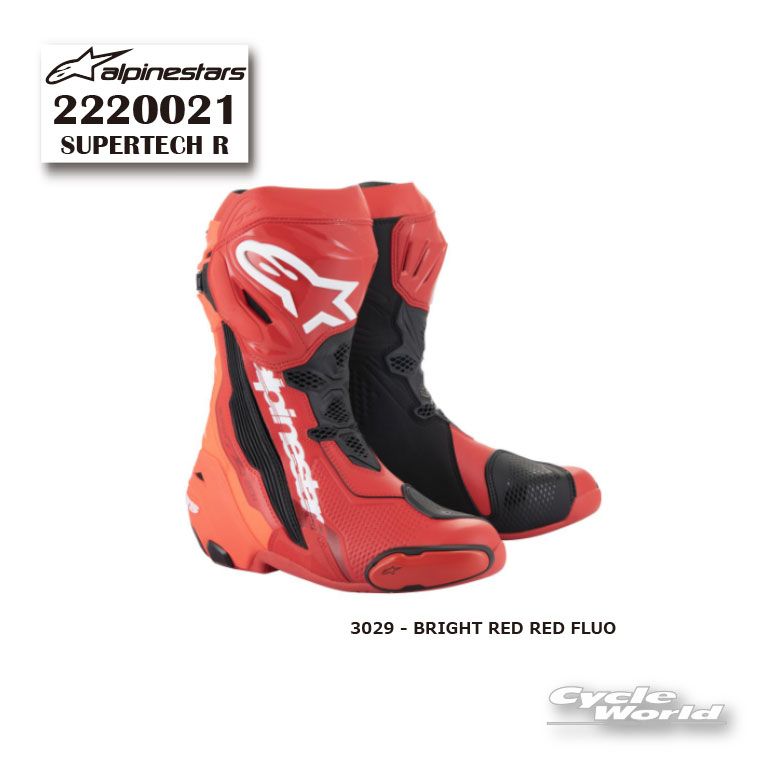 ☆ 正規品【ALPINESTARS】SUPERTECH R 《2220021》 BRIGHT RED RED FLUO (3029)　 スーパーテックR　ブーツ　アルパインスターズ　イタリア取り寄せ【バイク用品】